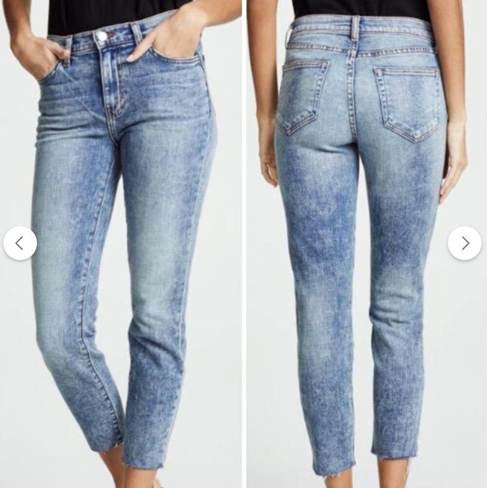 L’Agence El Matador Slim Fit High Rise Jeans Prism Blue Denim Crop Size 28